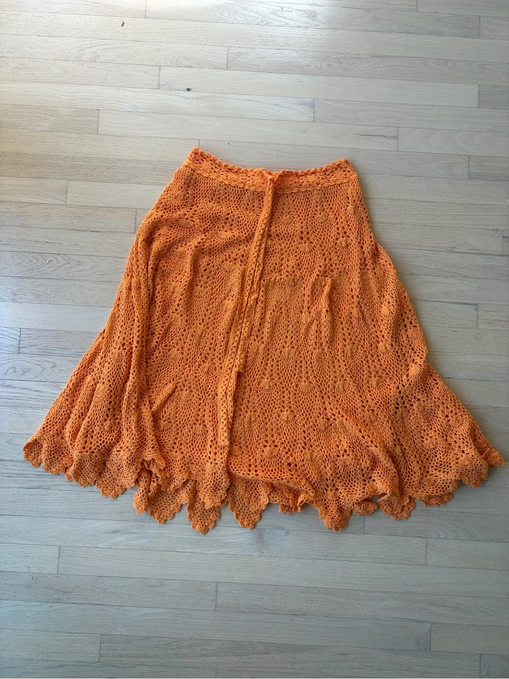 Free People Orange Crochet A-Line Skirt